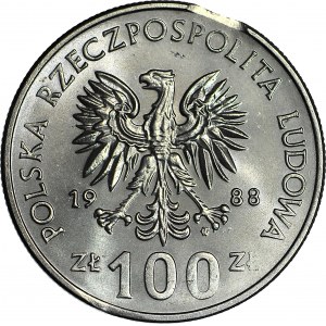 100 złotych 1988 Jadwiga, błąd wykrawania krążka