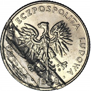 RRR-, 20 złotych 1989, DESTRUKT, ROZWARSTWIENIE BLACHY, bardzo rzadkie