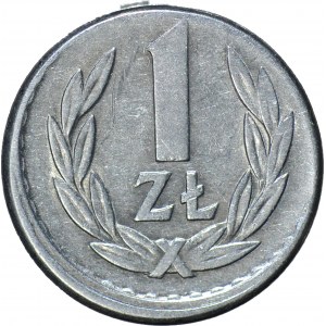 R-, 1 złoty 1965, wczesny rocznik, DESTRUKT, niecentryczne bicie, rant gładki