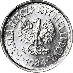 R-, 1 złoty 1984, DESTRUKT, ODWROTKA 190 stopni, rzadkie