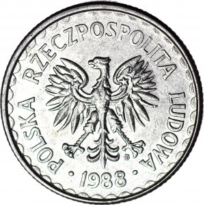 R-, 1 złoty 1988, SKRĘTKA 100 stopni, rzadkie