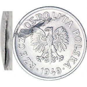 RRR-, 50 groszy 1949, DESTRUKT, ROZWARSTWIENIE BLACHY, bardzo rzadkie