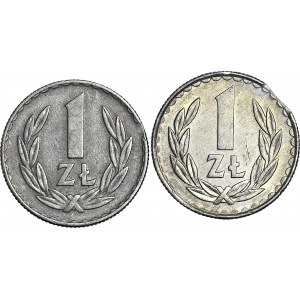 zestaw 2 szt., 1 złoty 1971 i 1988, błąd wykrawania krążka