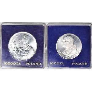 1.000zł 10.000 złotych 1983 i 1987, Jan Paweł II, zestaw 2 szt.