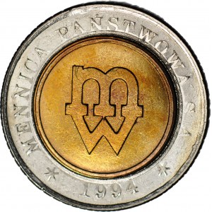 5 zloty 1994, Warsaw, MINT PROBLEM, mint.