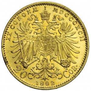 Austria, Franciszek Józef, 20 koron 1892, Wiedeń