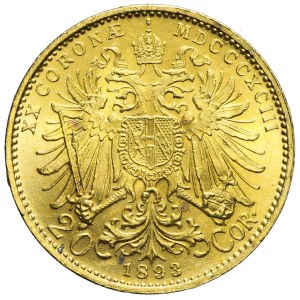 Austria, Franciszek Józef, 20 koron 1893, Wiedeń, piękne