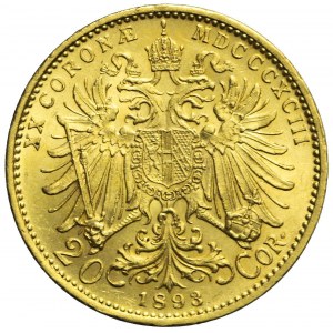 Austria, Franciszek Józef, 20 koron 1893, Wiedeń