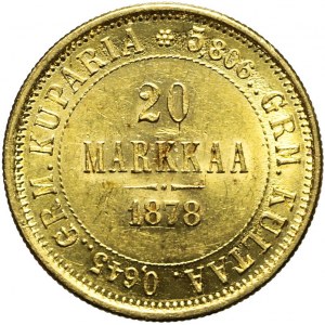 Finlandia, Aleksander II, 20 markka 1878 S, mennicza