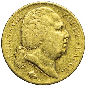 Francja, Ludwik XVIII, 20 franków 1815, Paryż