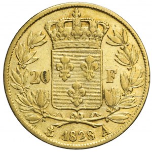 Francja, Karol X, 20 franków 1828, Paryż