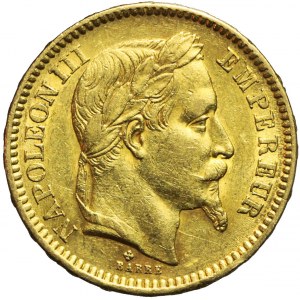 Francja, Napoleon III, 20 franków 1864 BB, Strasbourg