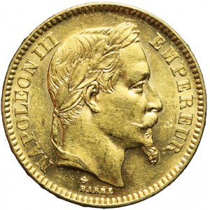 Francja, Napoleon III, 20 franków 1865 BB, Strasbourg