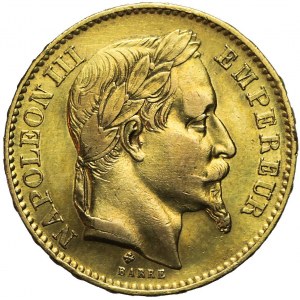 Francja, Napoleon III, 20 franków 1866 BB, Strasbourg