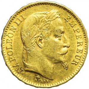 Francja, Napoleon III, 20 franków 1867 BB, Strasbourg