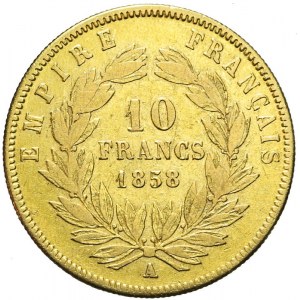 Francja, Napoleon III, 10 franków 1858 A, Paryż