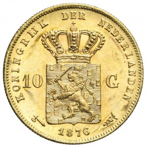 Holandia, 10 guldenów 1876, Wilhelm III, piękne