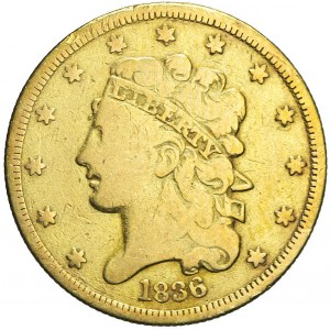 Stany Zjednoczone Ameryki (USA), 5 dolarów Liberty Head, 1836, Filadelfia