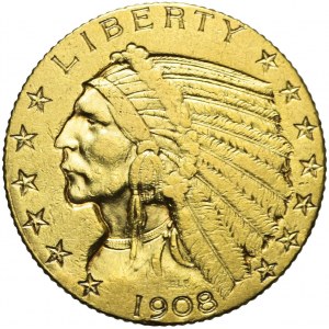 Stany Zjednoczone Ameryki (USA), 5 dolarów, Indianin, 1908, Filadelfia