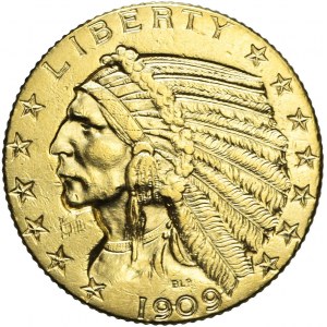 Stany Zjednoczone Ameryki (USA), 5 dolarów, Indianin, 1909, Filadelfia