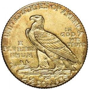 Stany Zjednoczone Ameryki (USA), 2 1/2 dolara, Indianin, 1910, Filadelfia, bardzo ładne