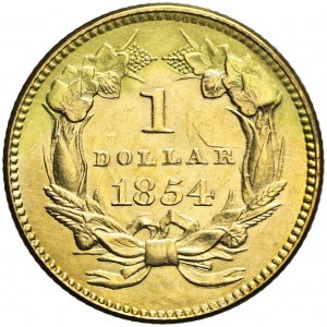 Stany Zjednoczone Ameryki (USA), 1 dolar Indianin, 1854, Filadelfia, bardzo ładny