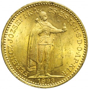 Węgry, 20 koron 1893, Franciszek Józef, Kremnica, piękne
