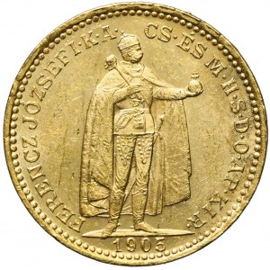 Węgry, 20 koron 1905, Franciszek Józef, Kremnica, bardzo ładne