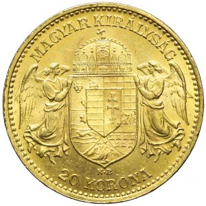 Węgry, 20 koron 1906, Franciszek Józef, Kremnica, bardzo ładne