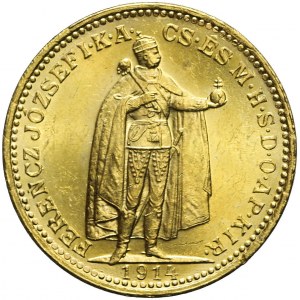 Węgry, Franciszek Józef, 20 koron 1914, Kremnica, piękne