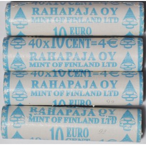 Finlandia, 4 rolki po 40 szt., 10 centów 1999, pierwszy rocznik