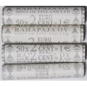 Finlandia, 4 rolki po 50 szt., 3x2 centy i 1x1 cent1999, pierwszy rocznik