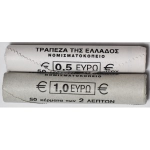 Grecja, 2 rolki po 50 szt., 2 centy i 1 cent 2002