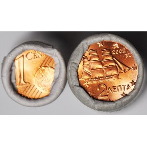 Grecja, 2 rolki po 50 szt., 2 centy i 1 cent 2002