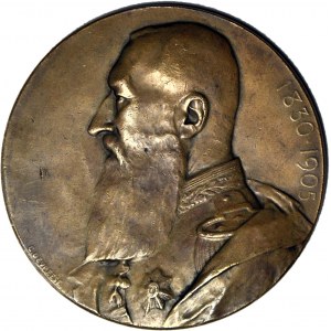 Belgia, Leopold, medal 1830-1905, brąz 69mm, 75. rocznicę niepodległości Belgii