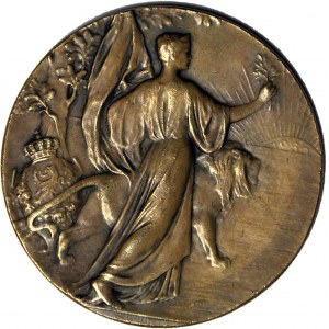 Belgia, Leopold, medal 1830-1905, brąz 69mm, 75. rocznicę niepodległości Belgii