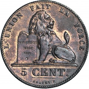 Belgia, Leopold I, 5 centymów 1852, Bruksela