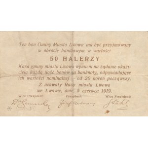 Lwów, 50 halerzy 1919, ser. XVI, niski nr. 00943