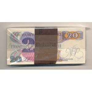 Paczka bankowa 20 złotych 1982 Traugutt, ser. AB, 100sztuk