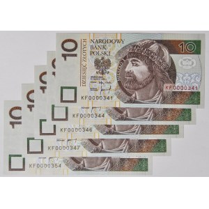 10 złotych 1994, 5 szt. niski nr. KF0000341