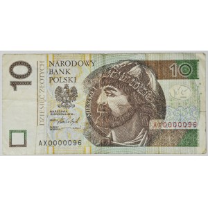 10 złotych 2016, AX0000096 niski numer dwucyfrowy