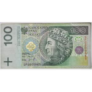 100 złotych 1994, GF0000965 niski numer