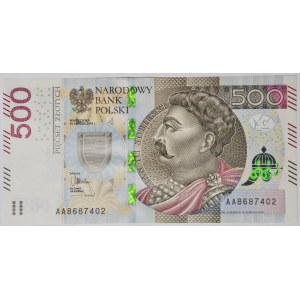 500 zloty 2016, first series AA 8687402
