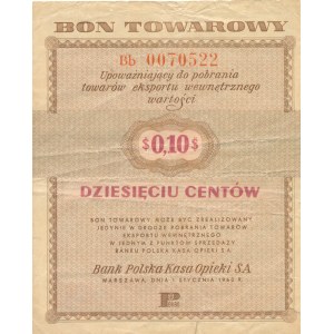 Pewex, 10 centów 1960, ser. Bd, bez klauzuli