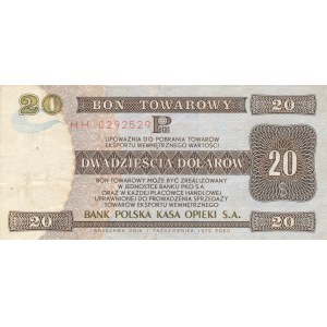 Pewex Bon Towarowy 20 dolarów 1979, ser. HH