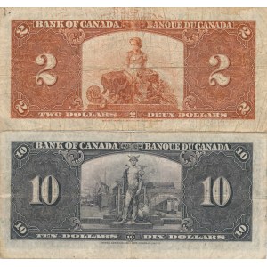 Kanada, 10 i 2 dollars 1937, zestaw 2 szt.