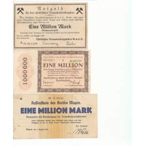 Niemcy, 1.000.000 (milion) marek 1923, zestaw 3 szt.