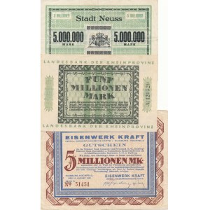 Niemcy, 5.000.000 (pięć milionów) marek 1923, zestaw 3 szt.