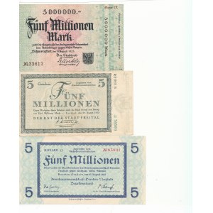 Niemcy, 5.000.000 (pięć milionów) marek 1923, zestaw 3 szt.