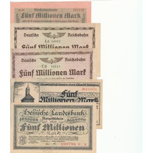 Niemcy, 5.000.000 (pięć milionów) marek 1923, zestaw 5 szt.